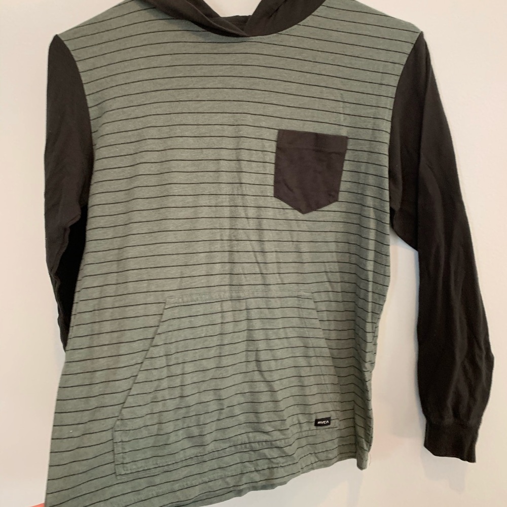 RVCA hooded striped pocket long sleeve
